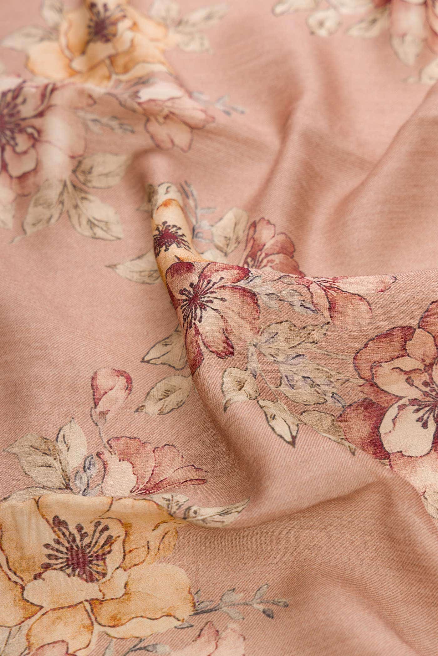 Rose Gold Dual Tone Tussar Silk Saree - Image 2