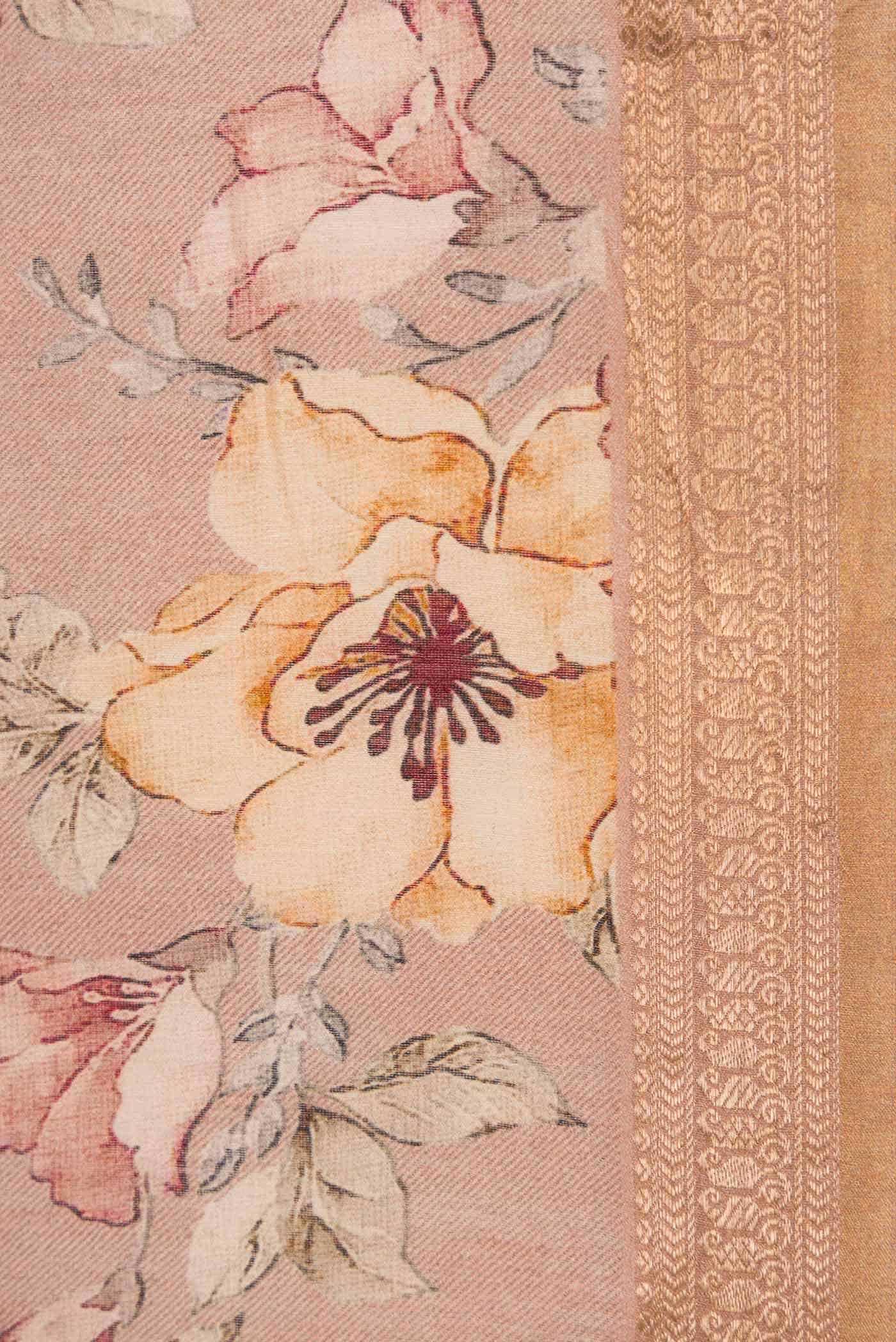 Rose Gold Dual Tone Tussar Silk Saree - Image 3