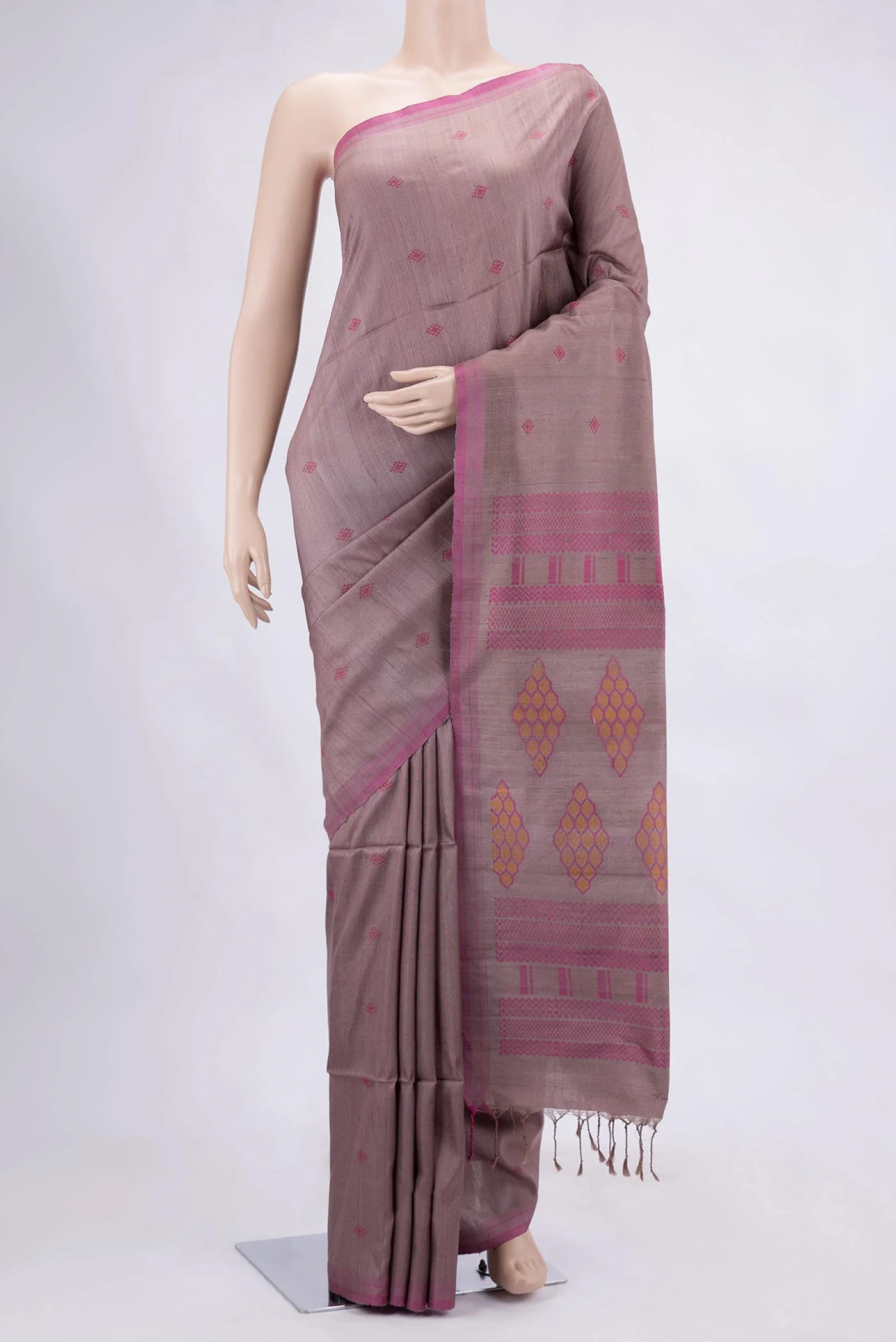 Mauve Tussar Silk Saree