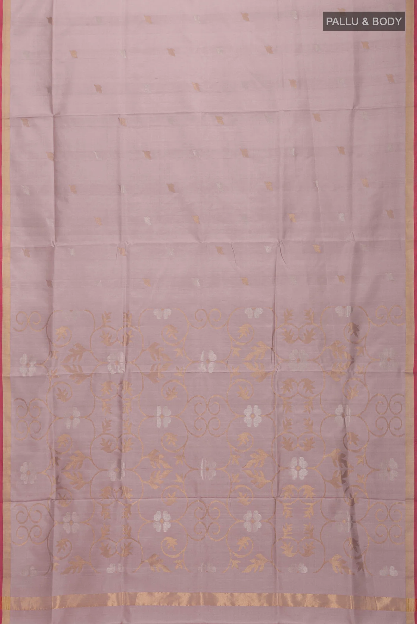 Rose Gold Dual Tone Uppada Silk Saree - Image 6