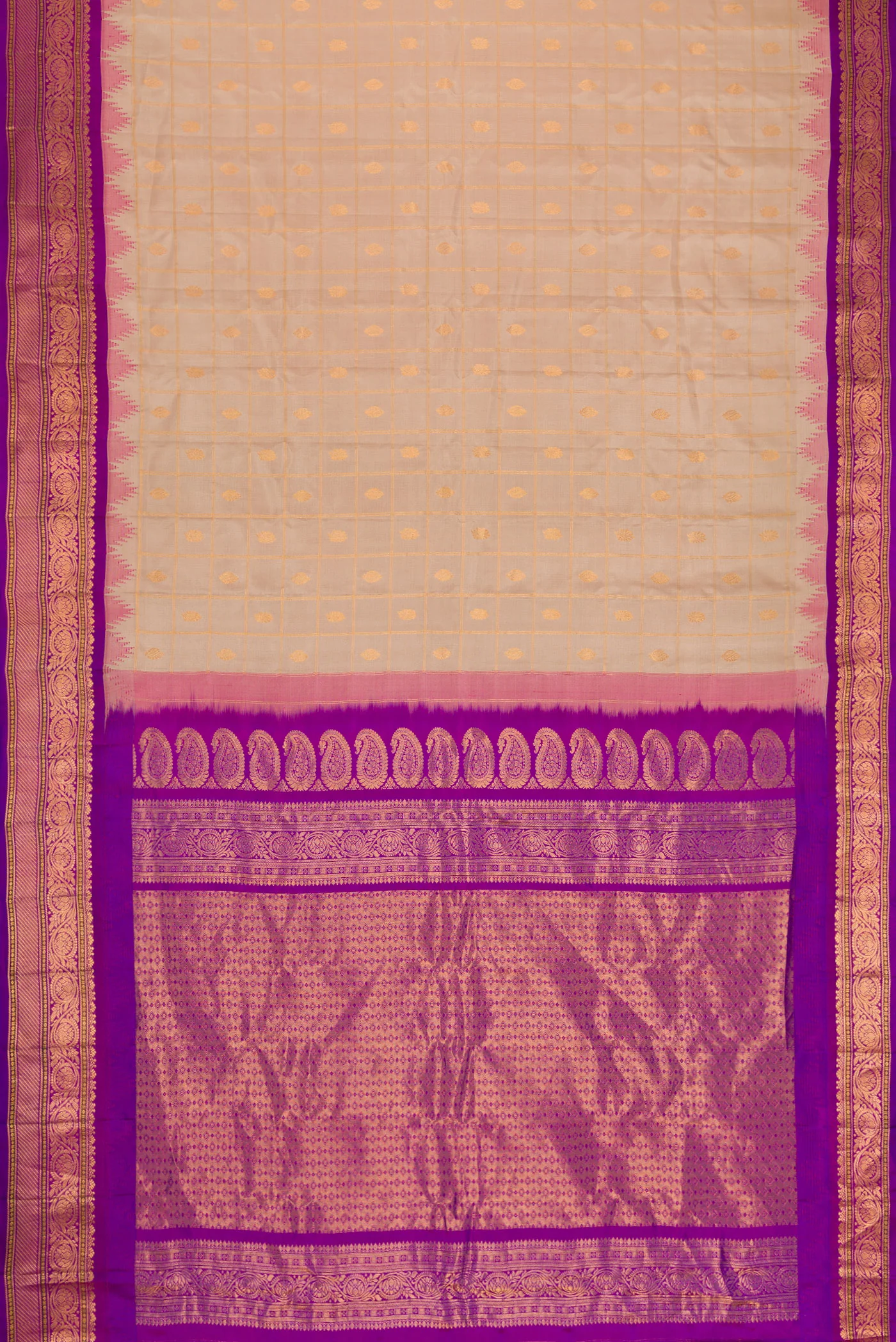 Rose Gold Gadwal Silk Saree - Image 6