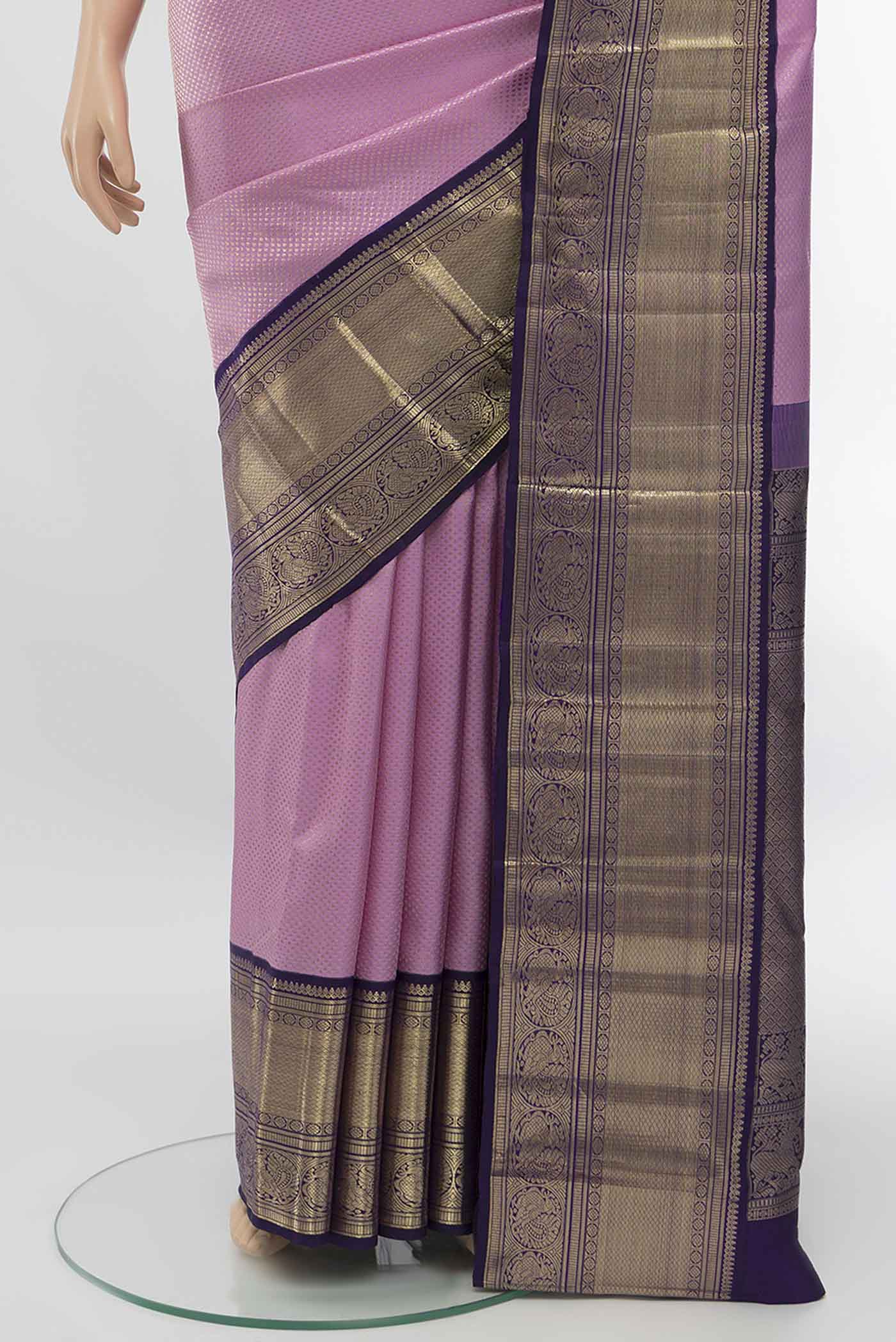 Lavender Kanchipuram Silk Saree - Image 3