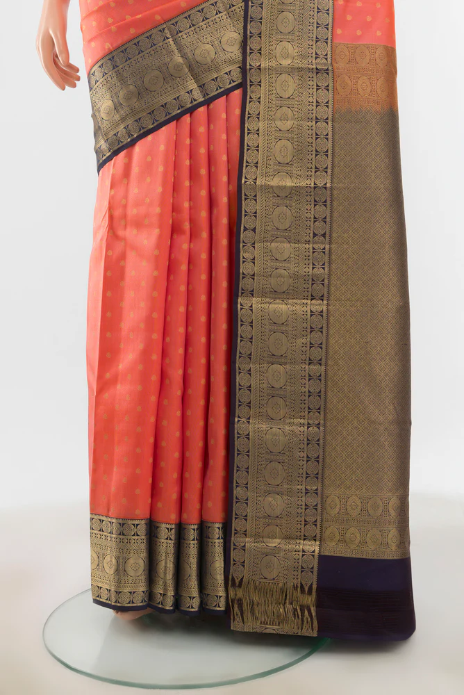 Peach Kanchipuram Silk Saree - Image 3