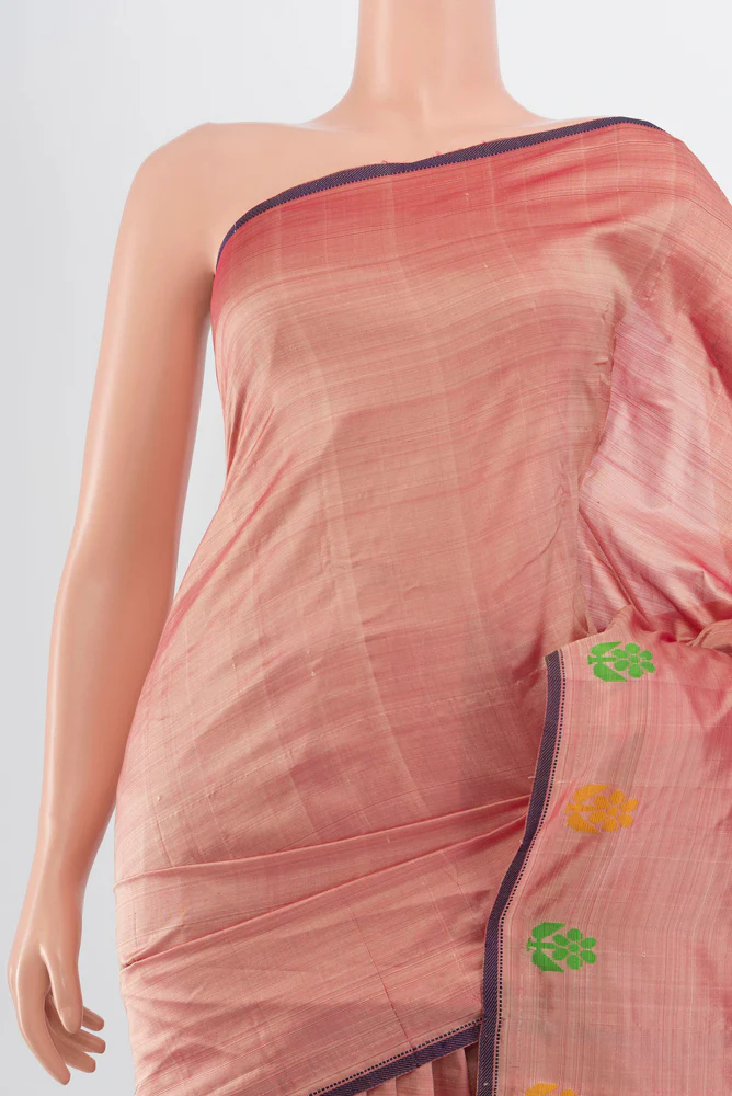 Rose Gold Kanchipuram Silk Saree - Image 2