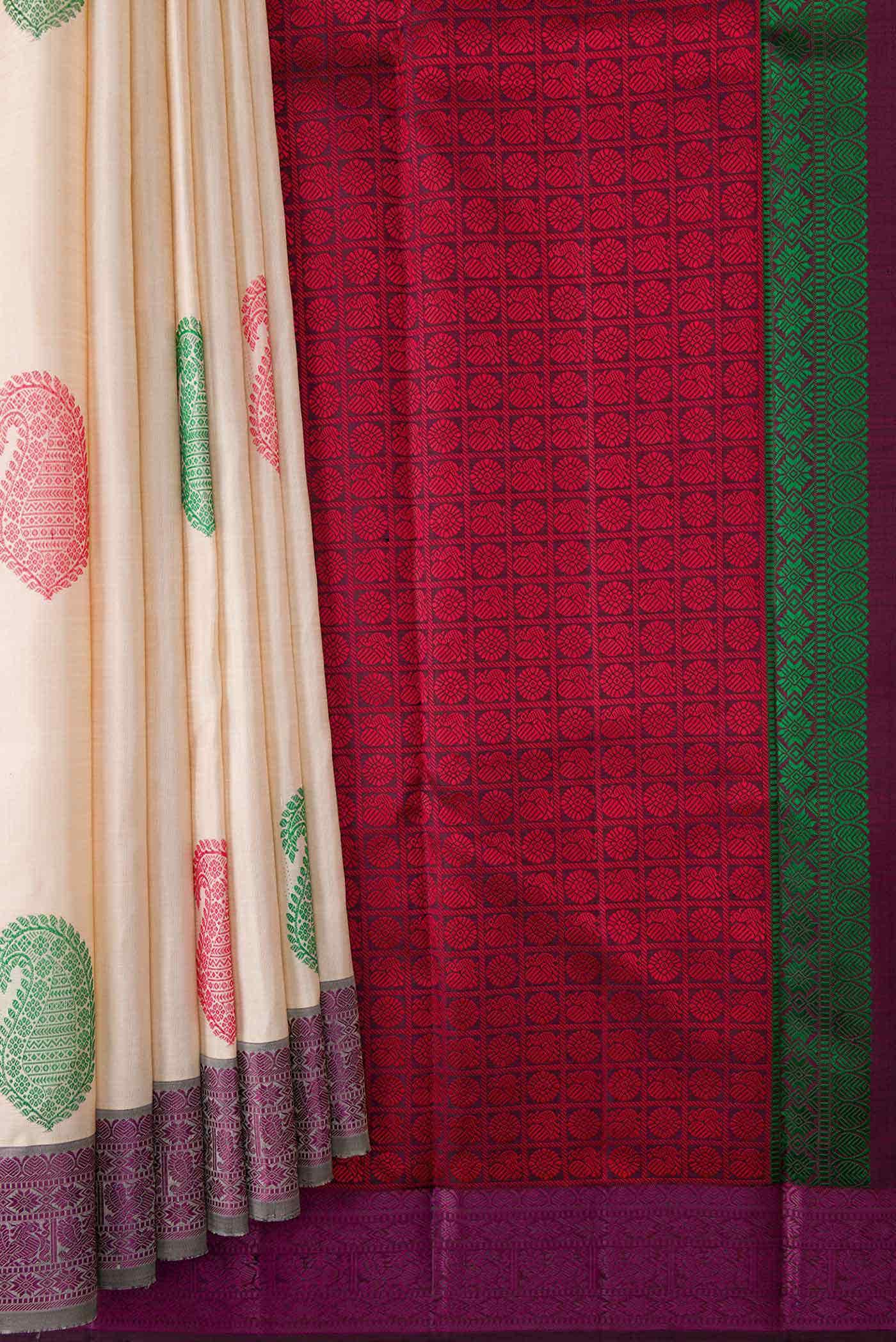 Rose Gold Kanjivaram Silk Saree - Image 2