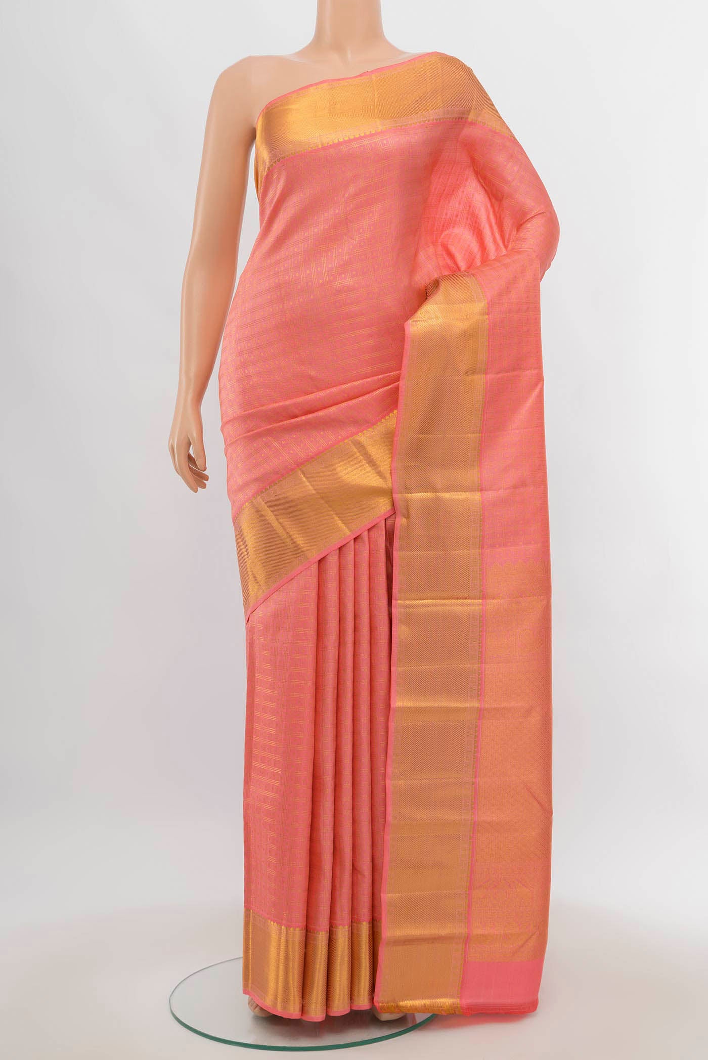 Coral Kanjivaram Silk Saree