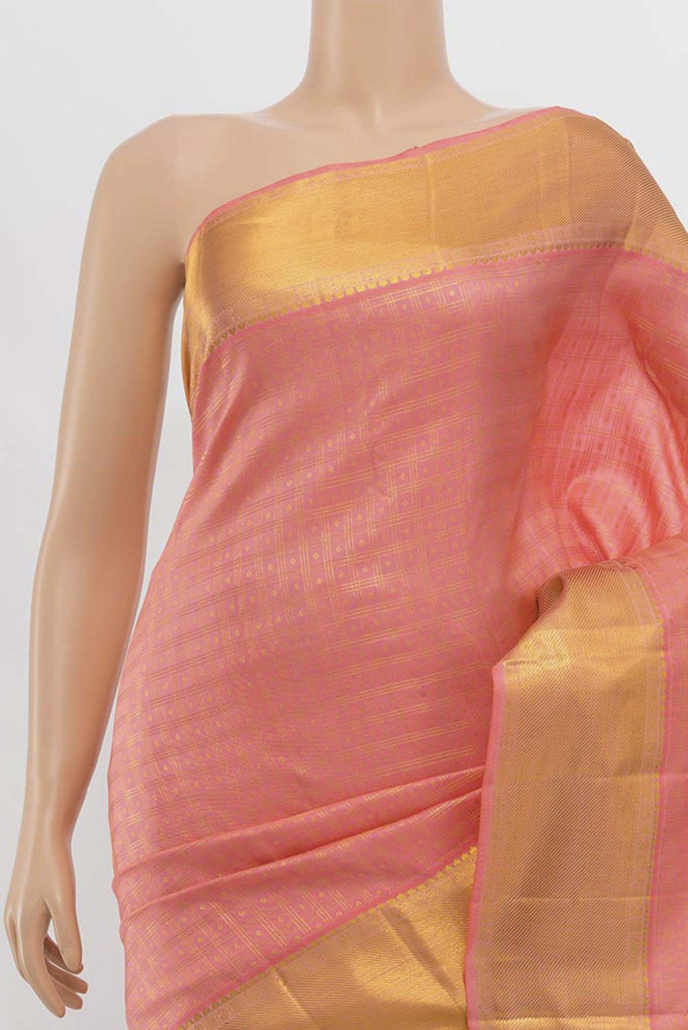 Coral Kanjivaram Silk Saree - Image 2