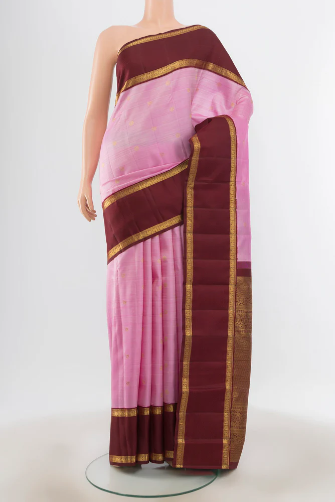 Rose pink Kanjivaram Silk Saree