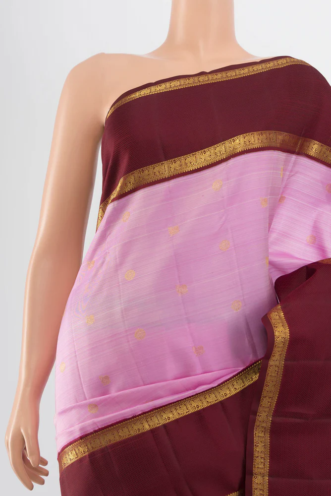 Rose pink Kanjivaram Silk Saree - Image 2
