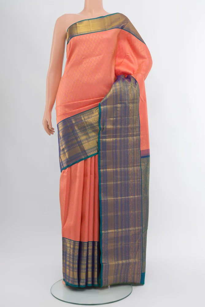 Coral Kanjivaram Silk Saree