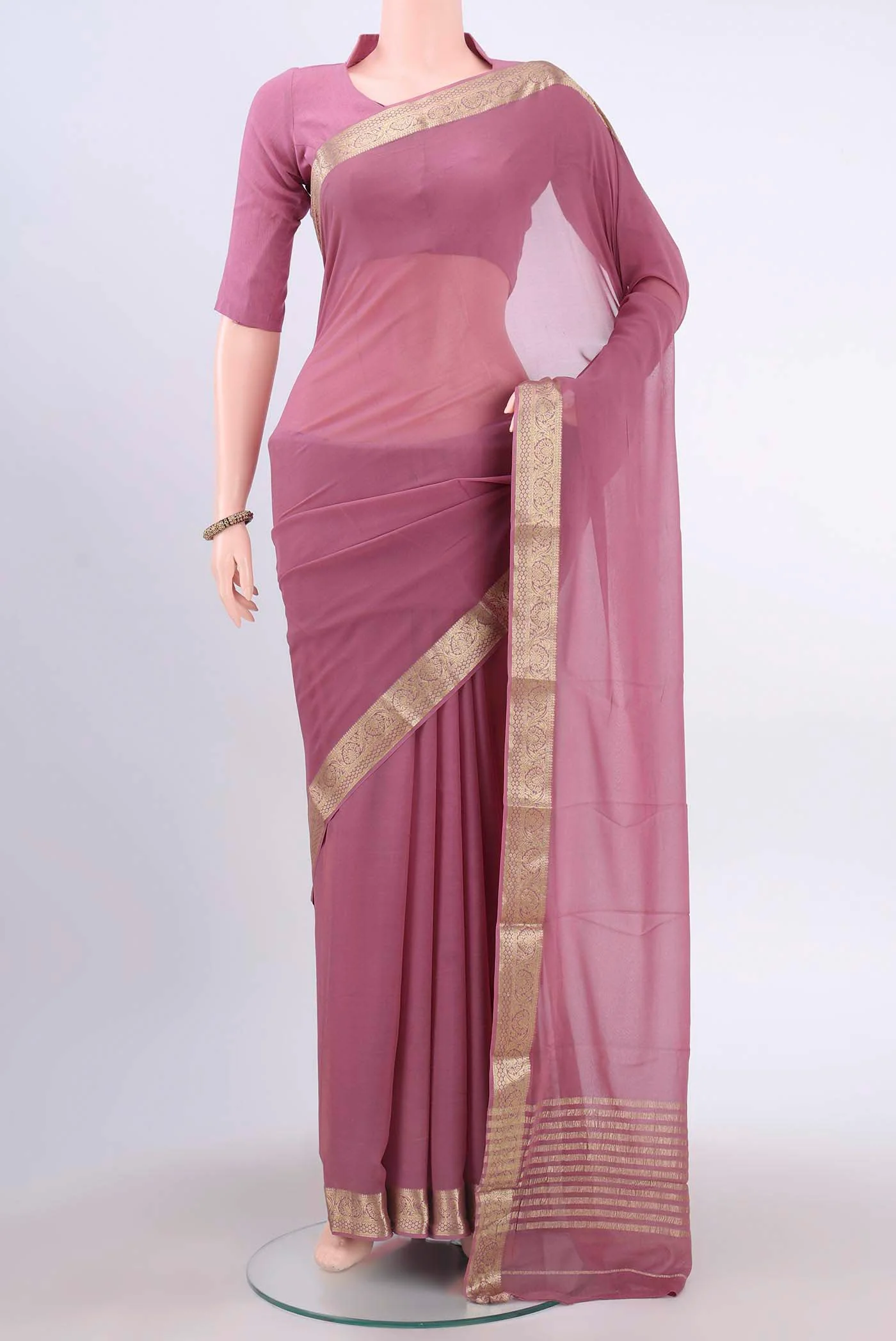 Light Magenta Mysore Georgette Saree