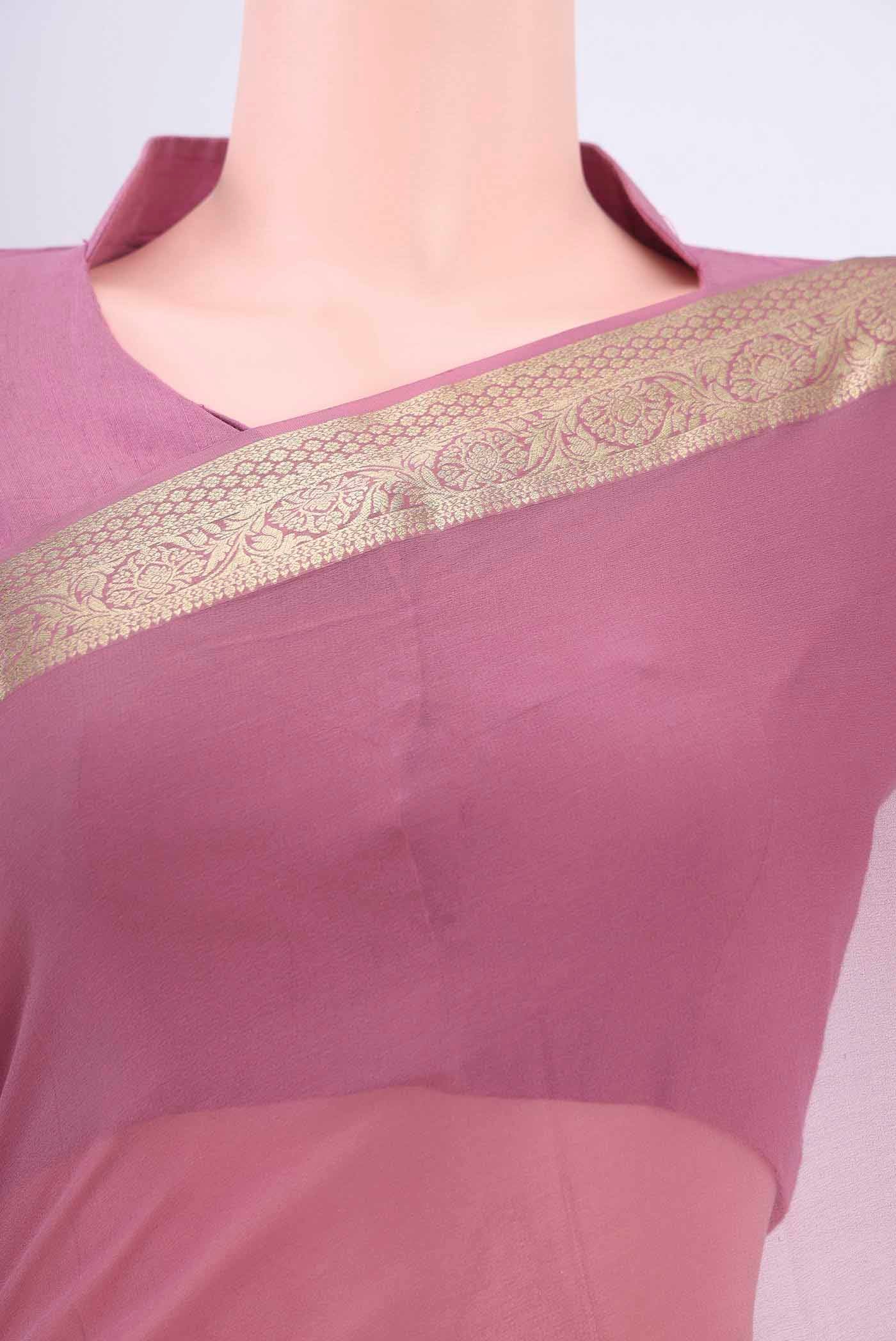 Light Magenta Mysore Georgette Saree - Image 2