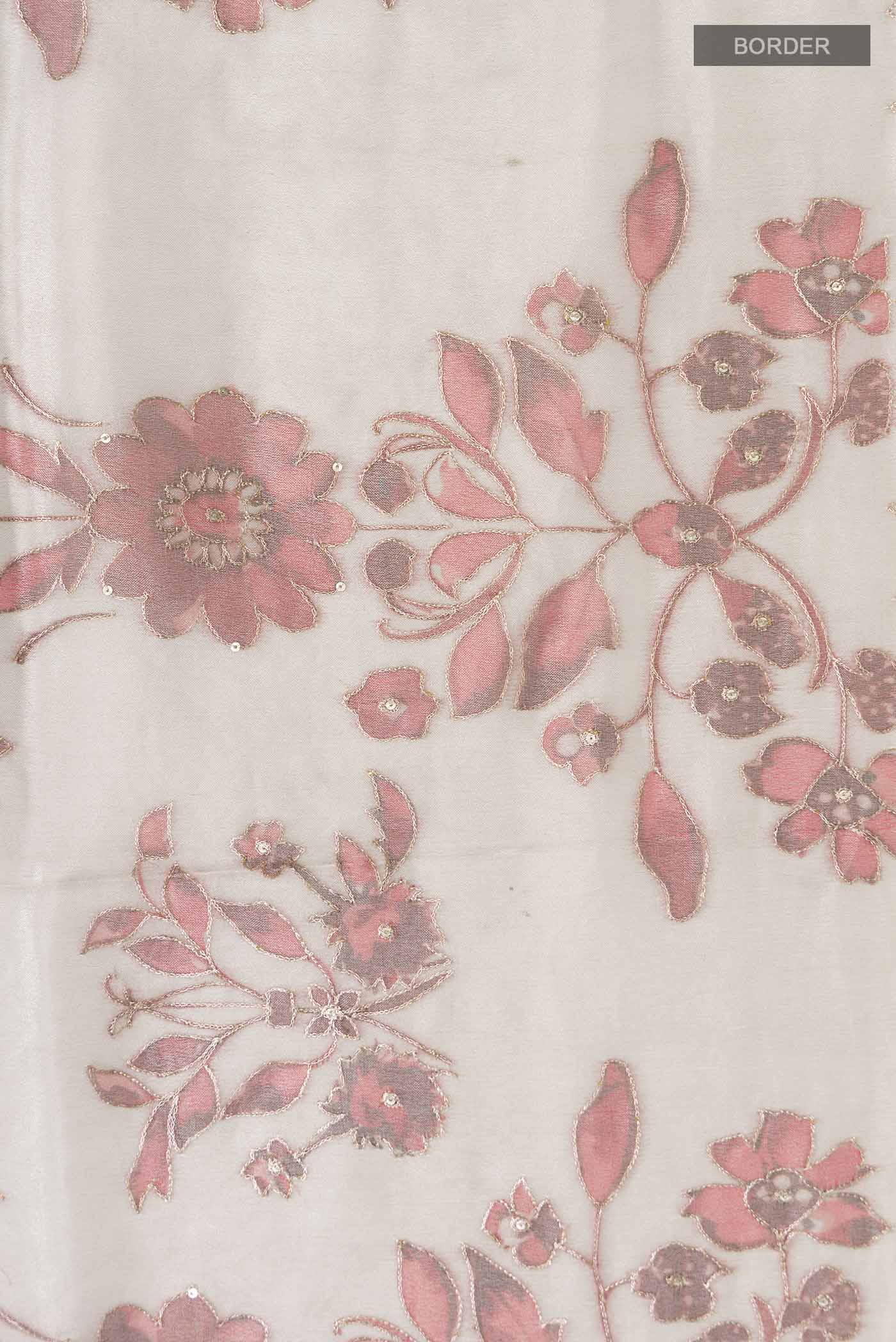 Rose Gold Organza Silk Saree - Image 3