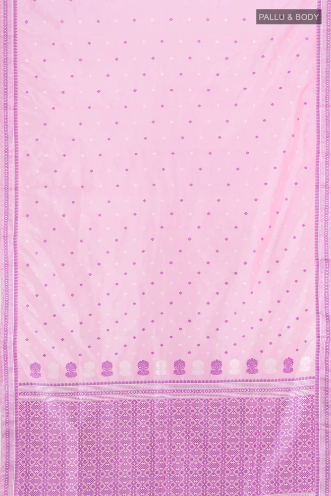 Rose pink Assam Silk Saree - Image 5