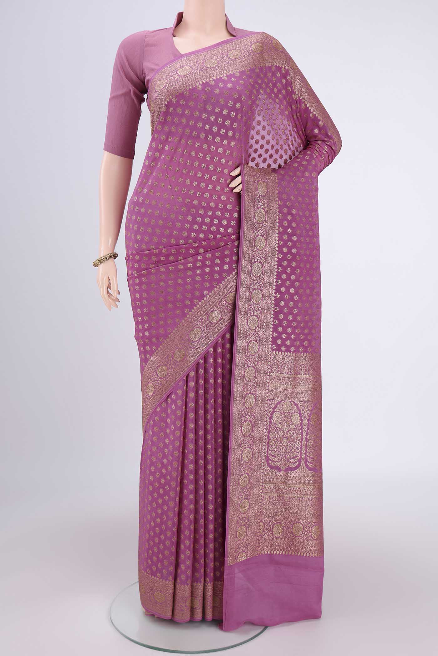 Pink Banarasi Georgette Saree
