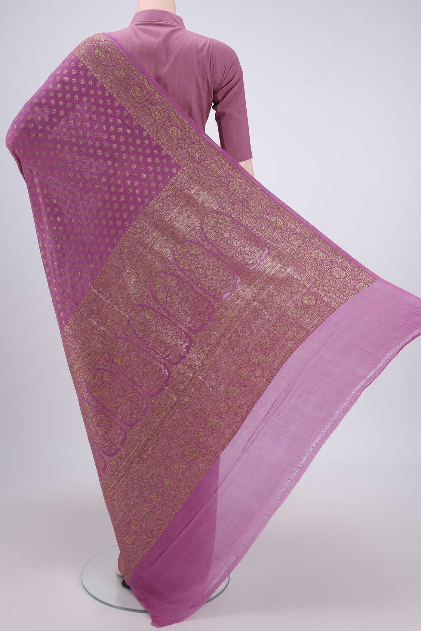 Pink Banarasi Georgette Saree - Image 3