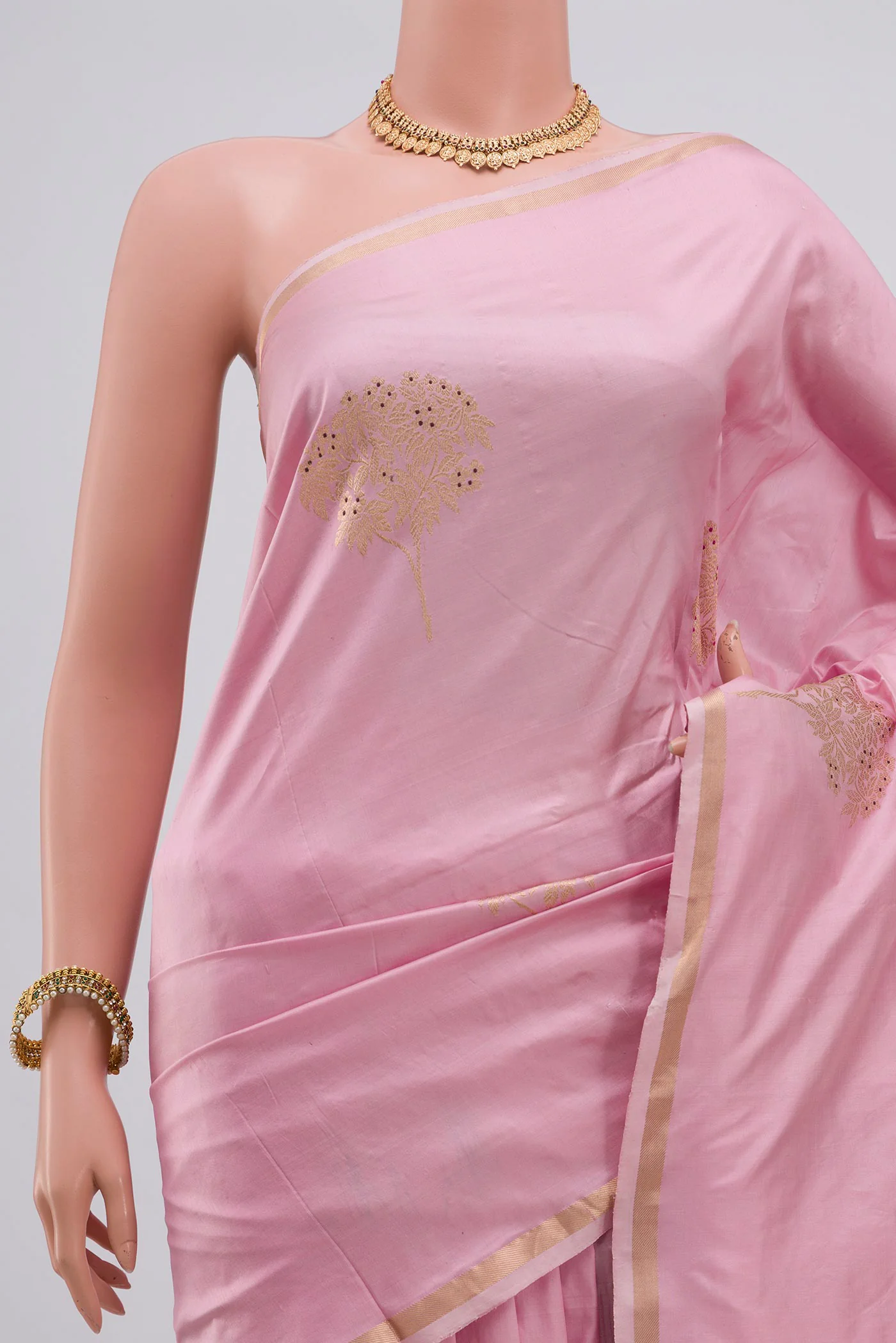 Rose pink Banarasi Katan Silk Saree - Image 2