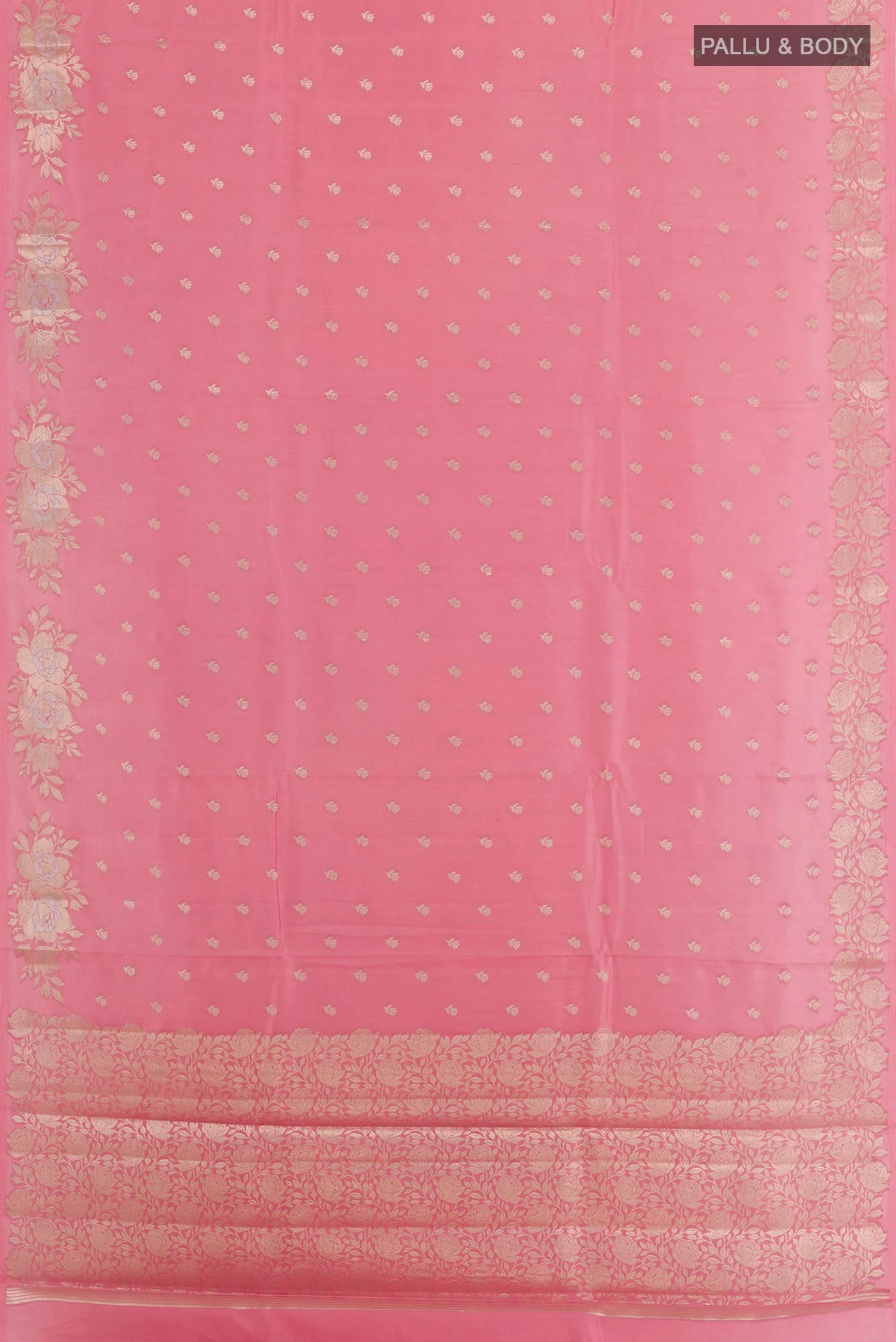 Rose pink Banarasi Raw Silk Saree - Image 3