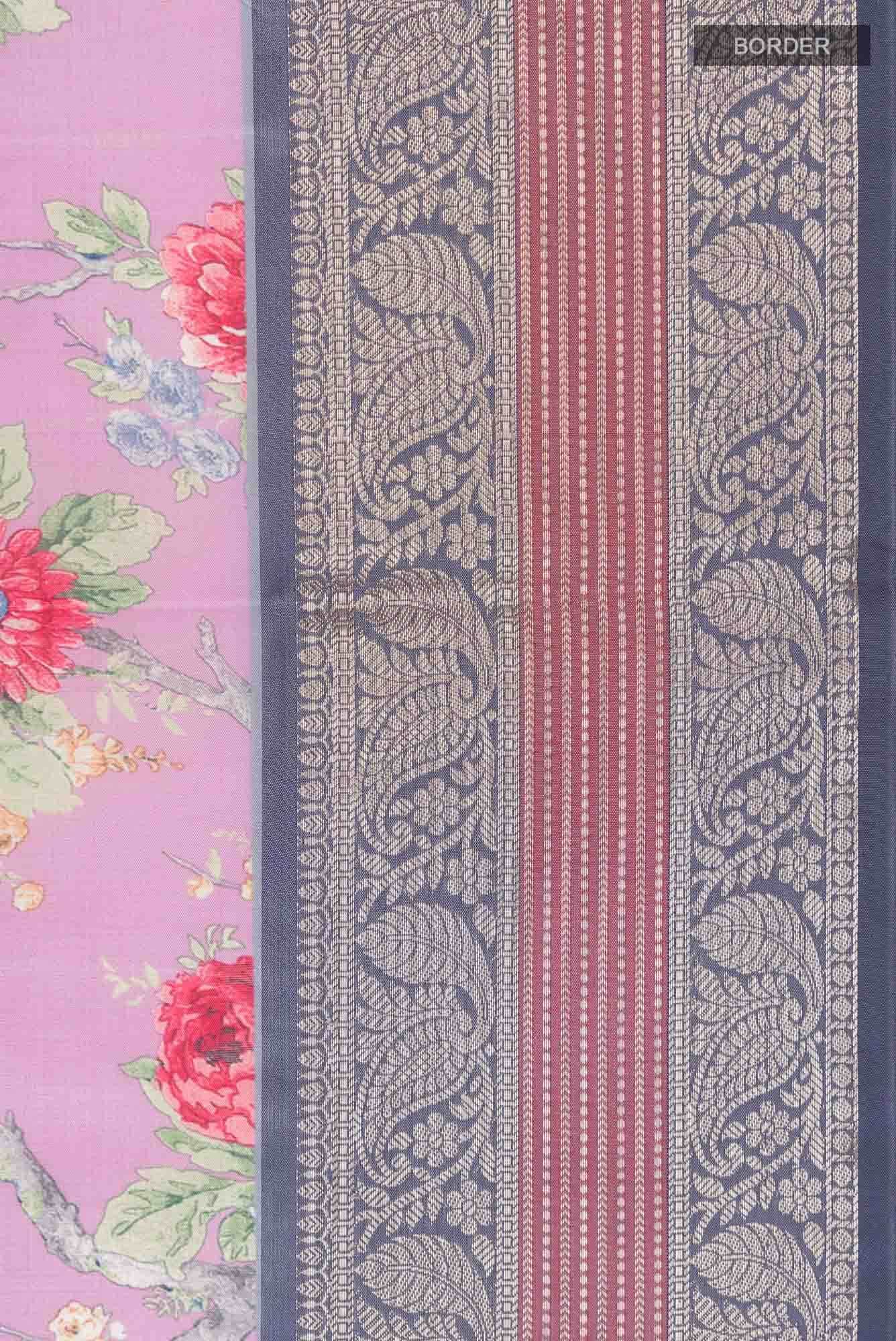 Lavender Banarasi Raw Silk Saree - Image 4