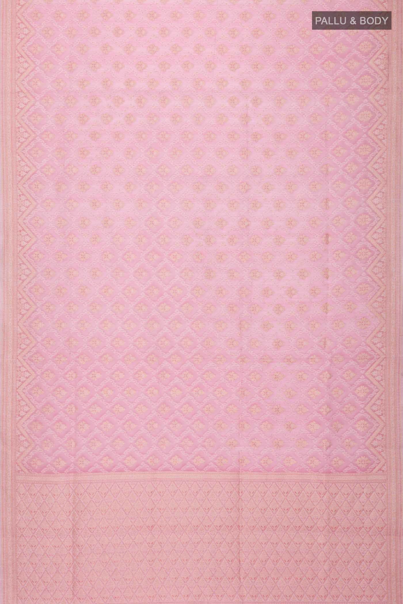 Rose pink Banarasi Silk Cotton Saree - Image 2