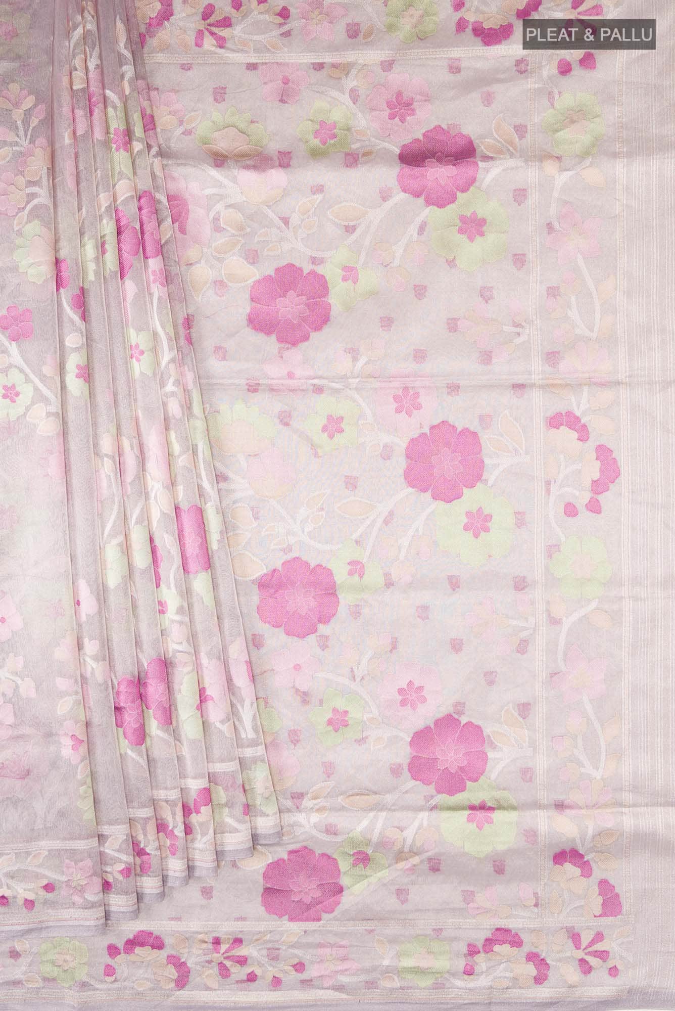 Lilac Banarasi Tissue Silk Saree - Image 2
