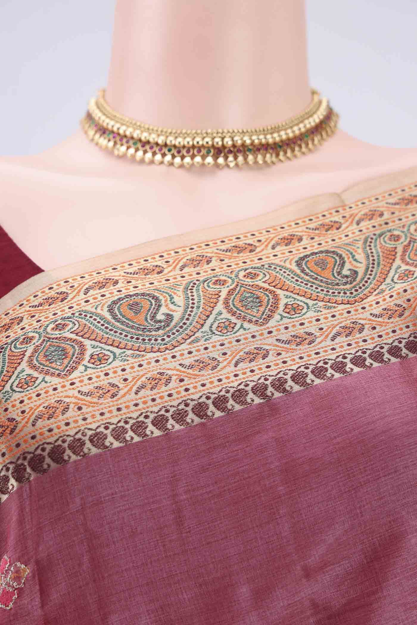 Pink Banarasi Tussar Silk Saree - Image 2
