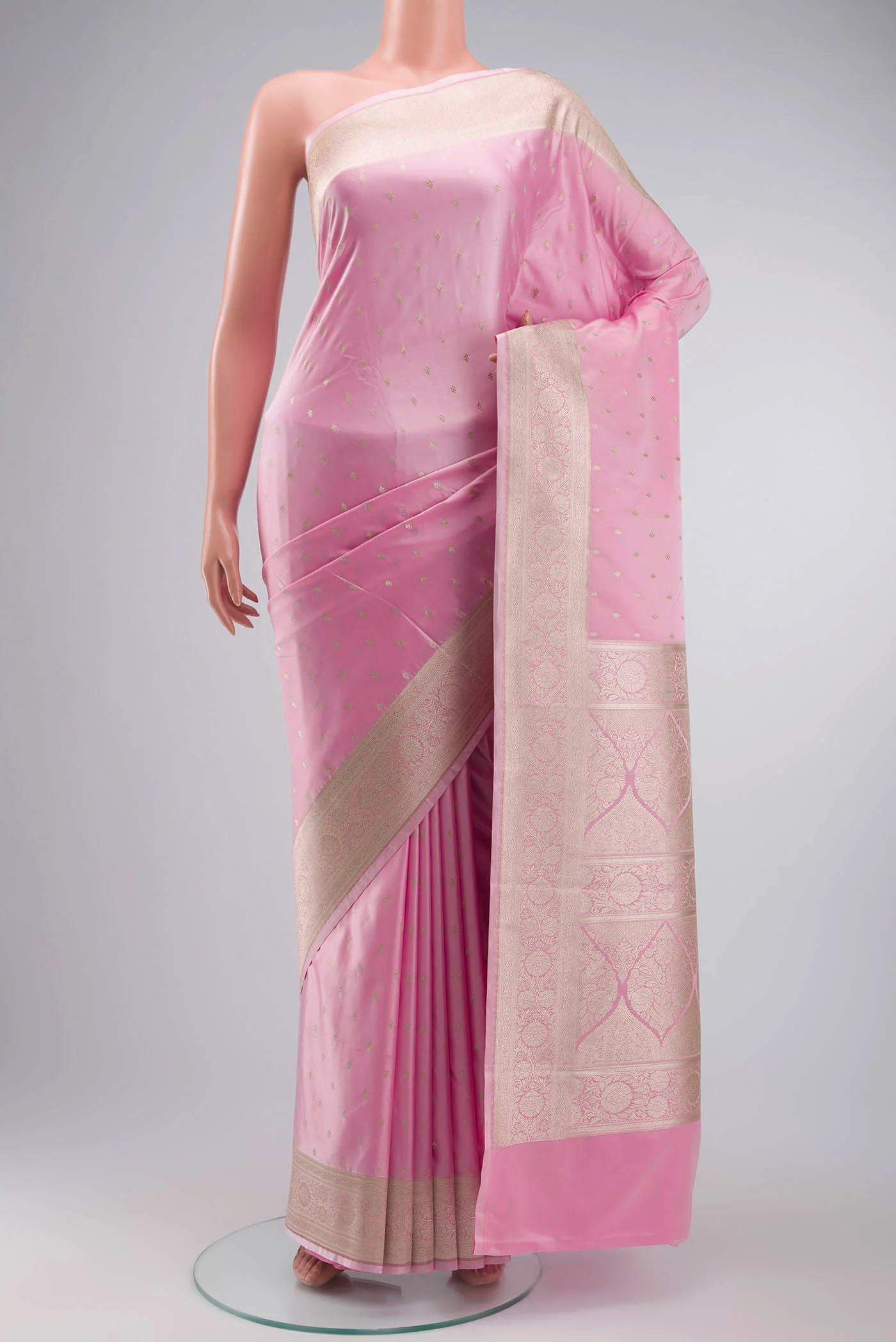 Rose pink Blended Banarasi Silk Saree