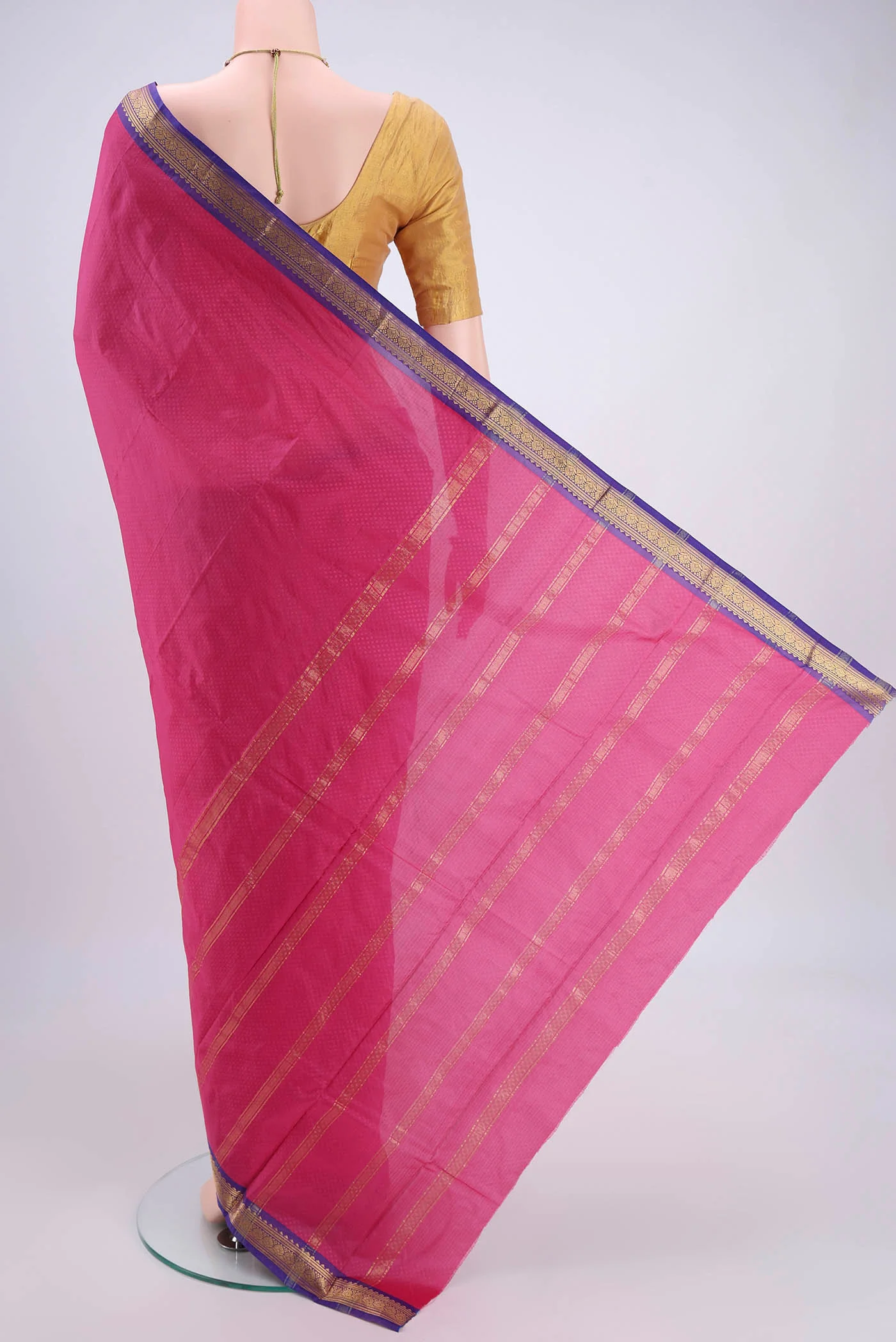 Rose pink Blended Bangalore Silk Saree - Image 3