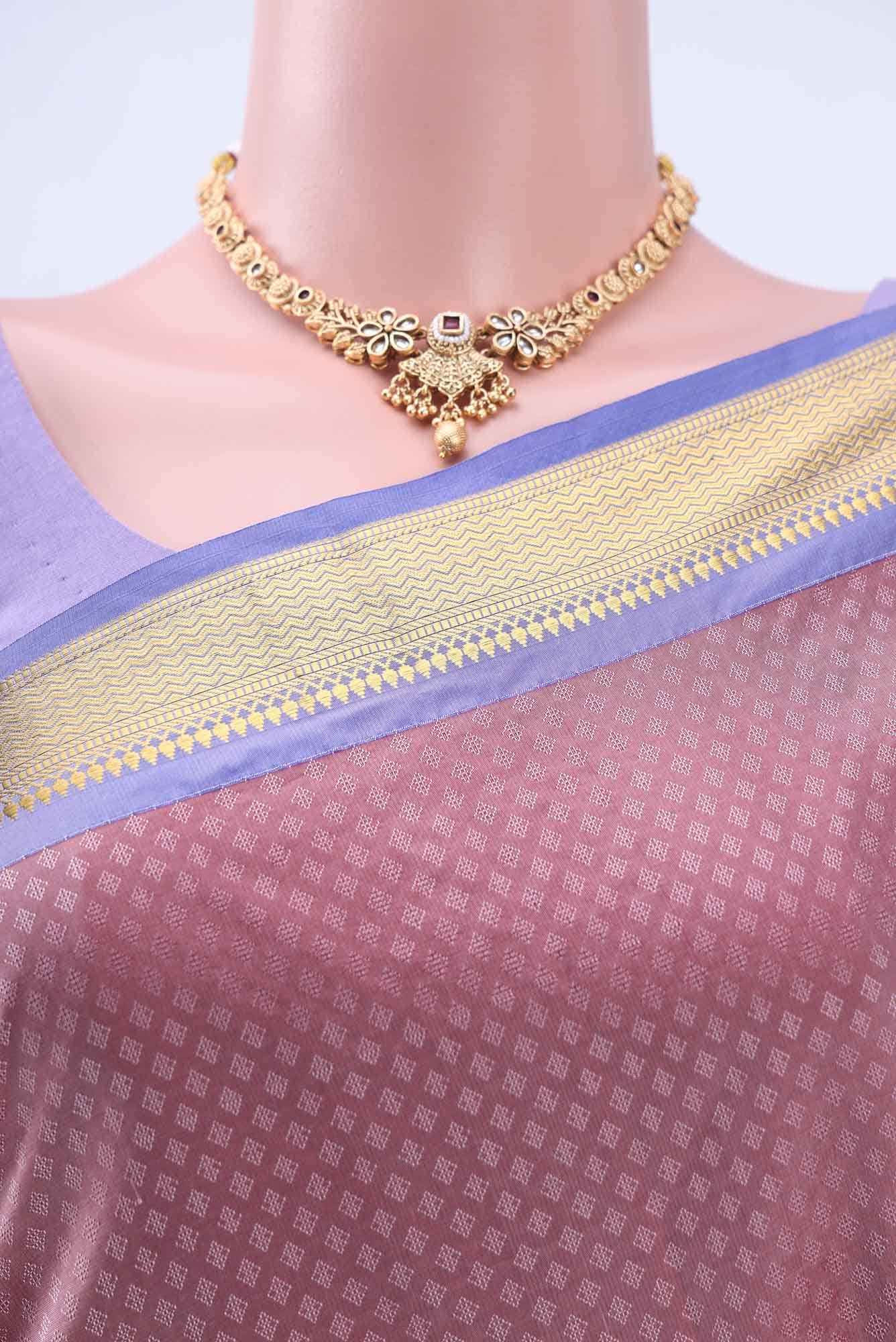 Rose pink Blended Bangalore Silk Saree - Image 3