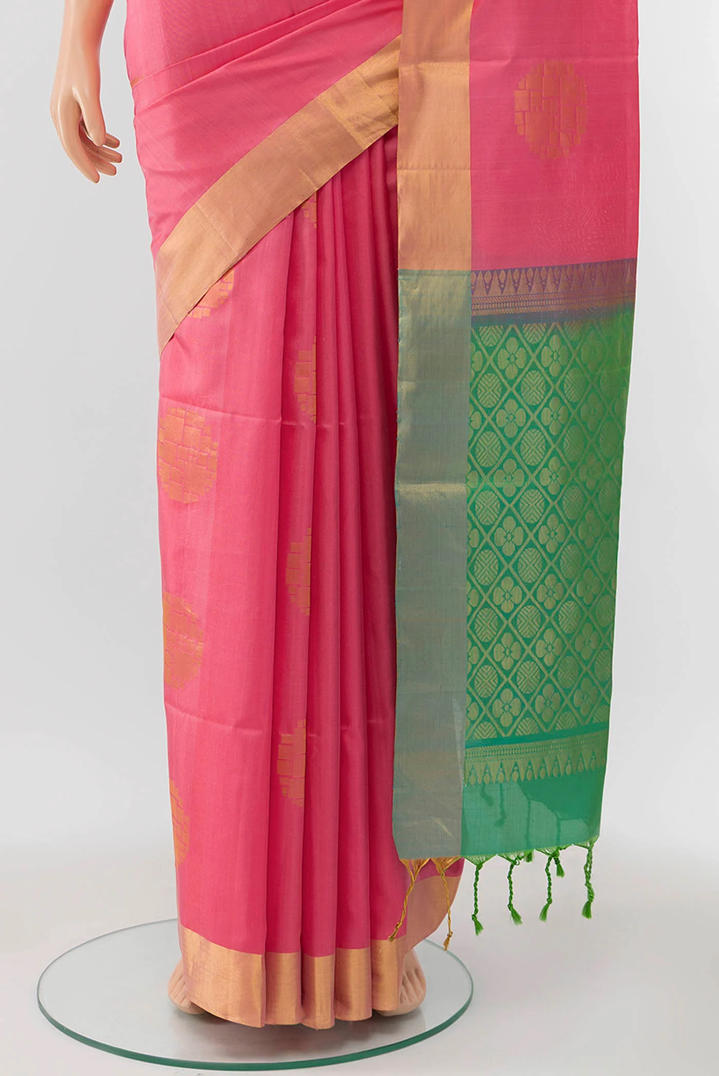 Rose pink Blended Soft Silk Saree - Image 3