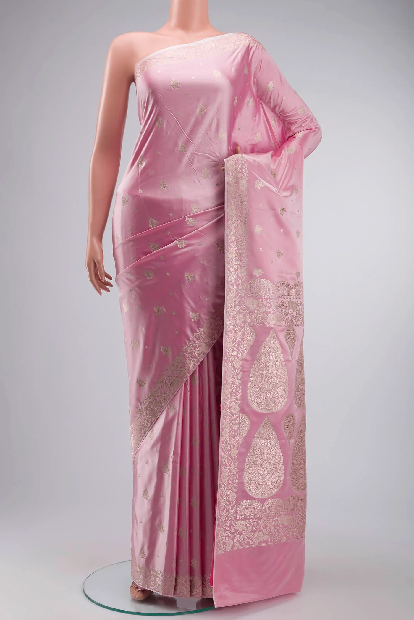 Rose pink Dual Tone Blended Banarasi Silk Saree