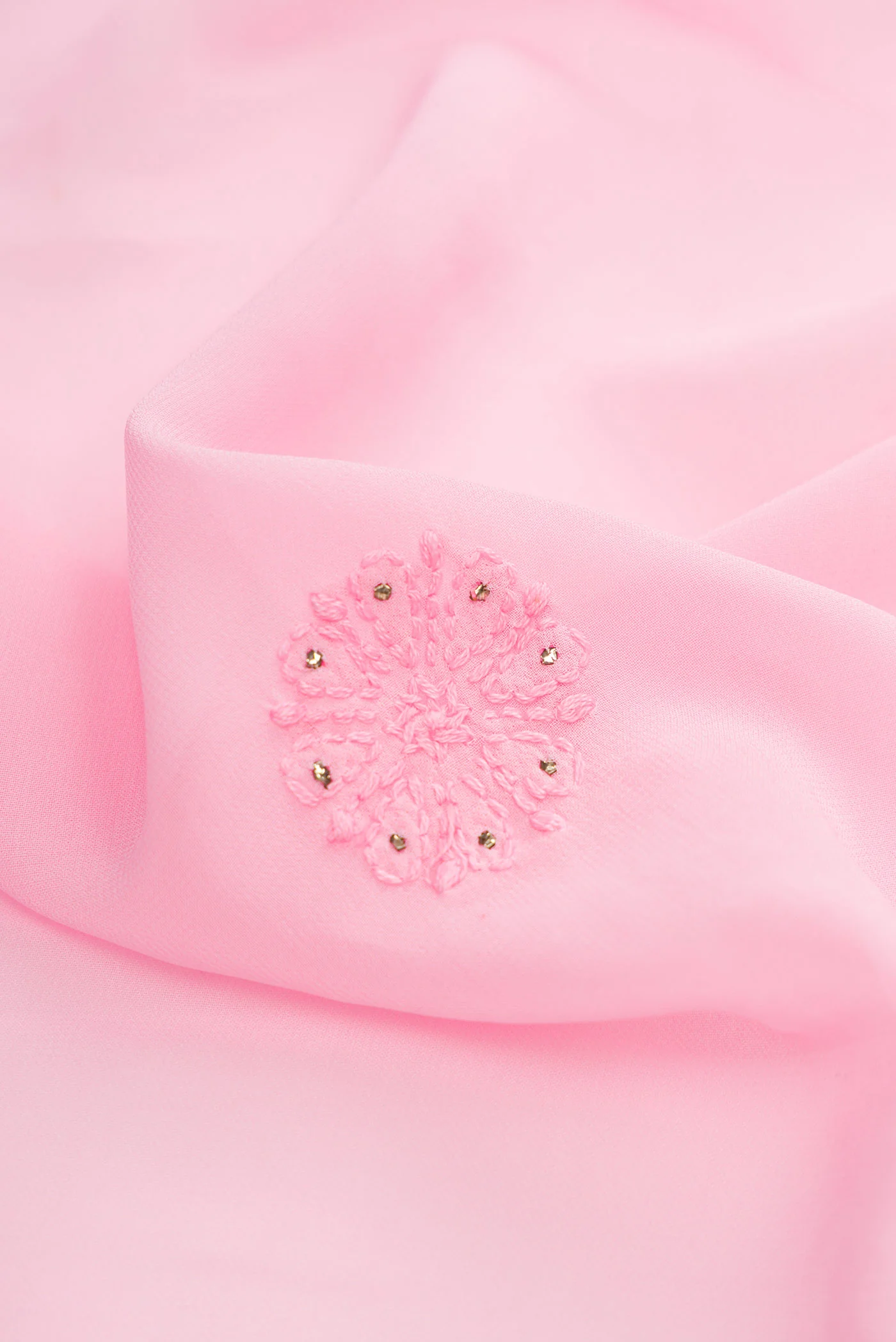 Rose pink Chikankari Georgette Saree - Image 3
