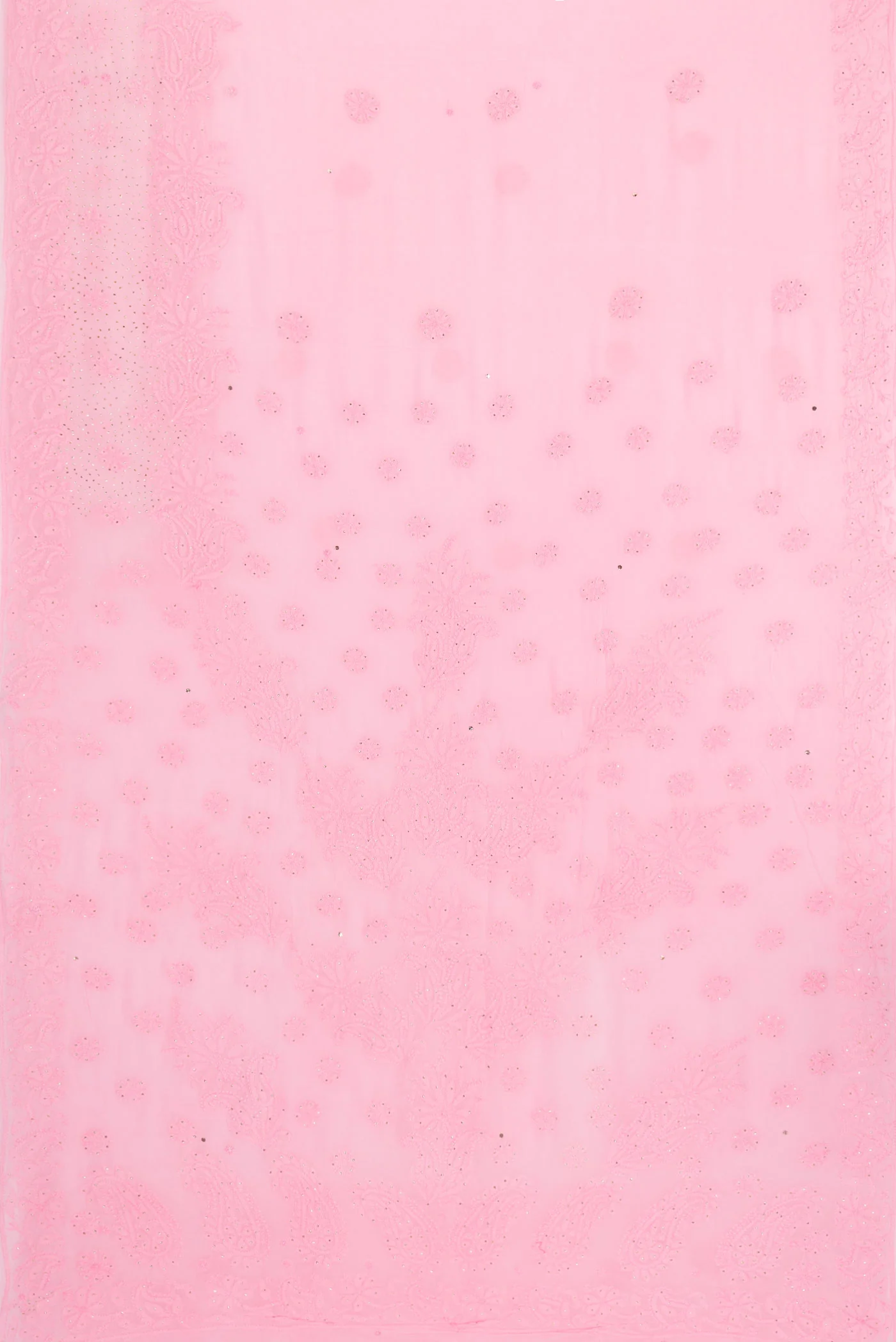 Rose pink Chikankari Georgette Saree - Image 7