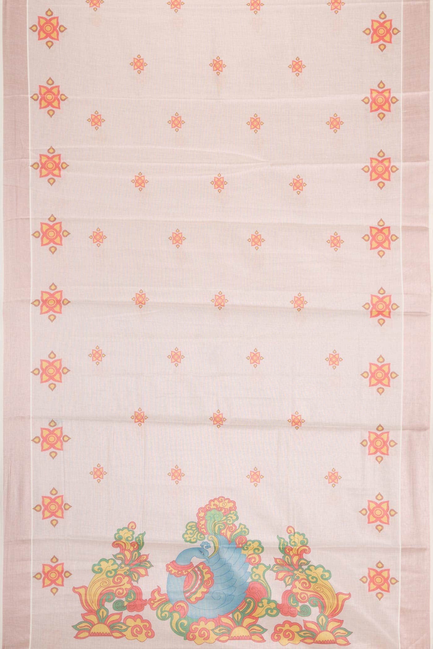 Rose pink Dual Tone Kerala Cotton Saree - Image 2