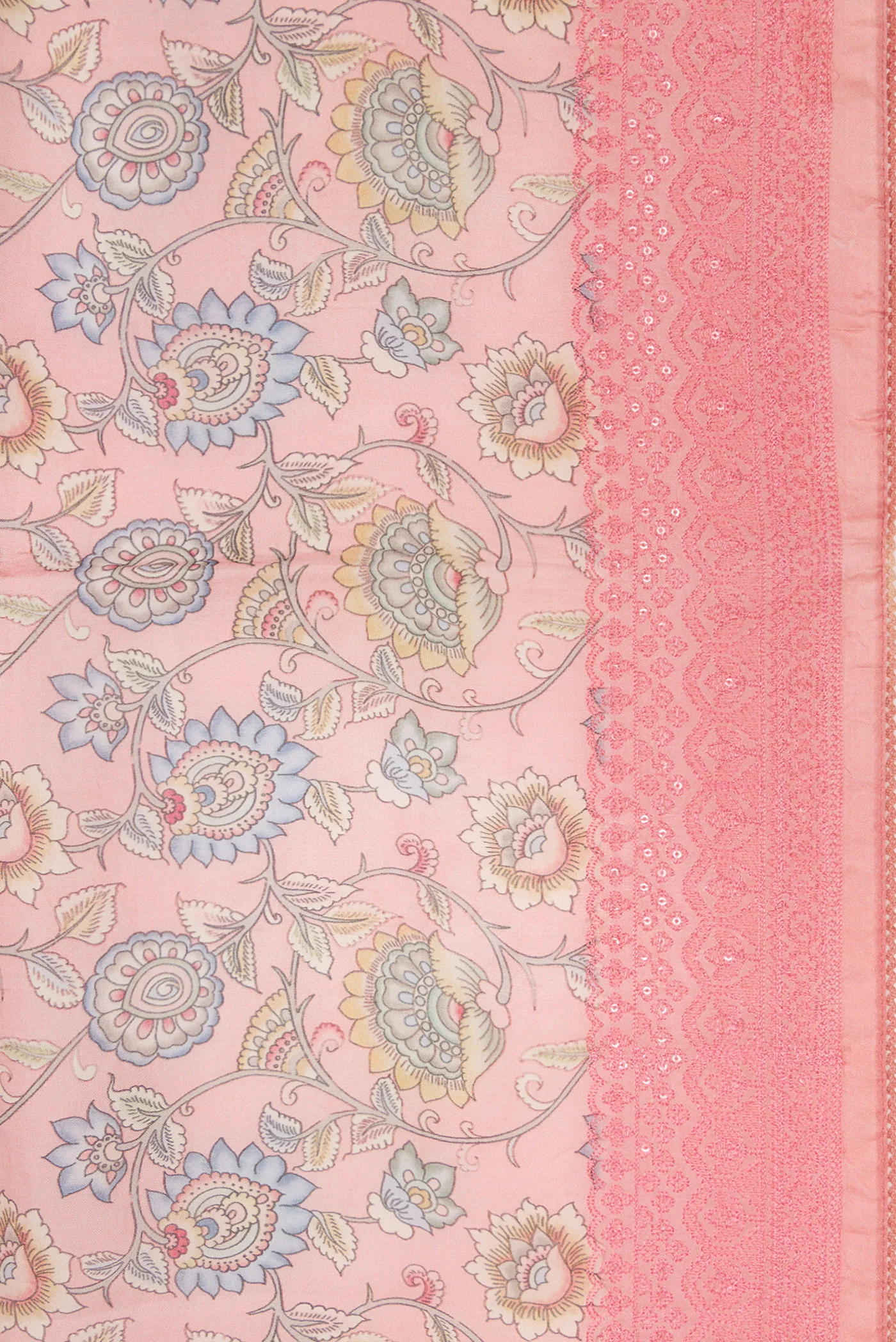Rose pink Organza Silk Saree - Image 3