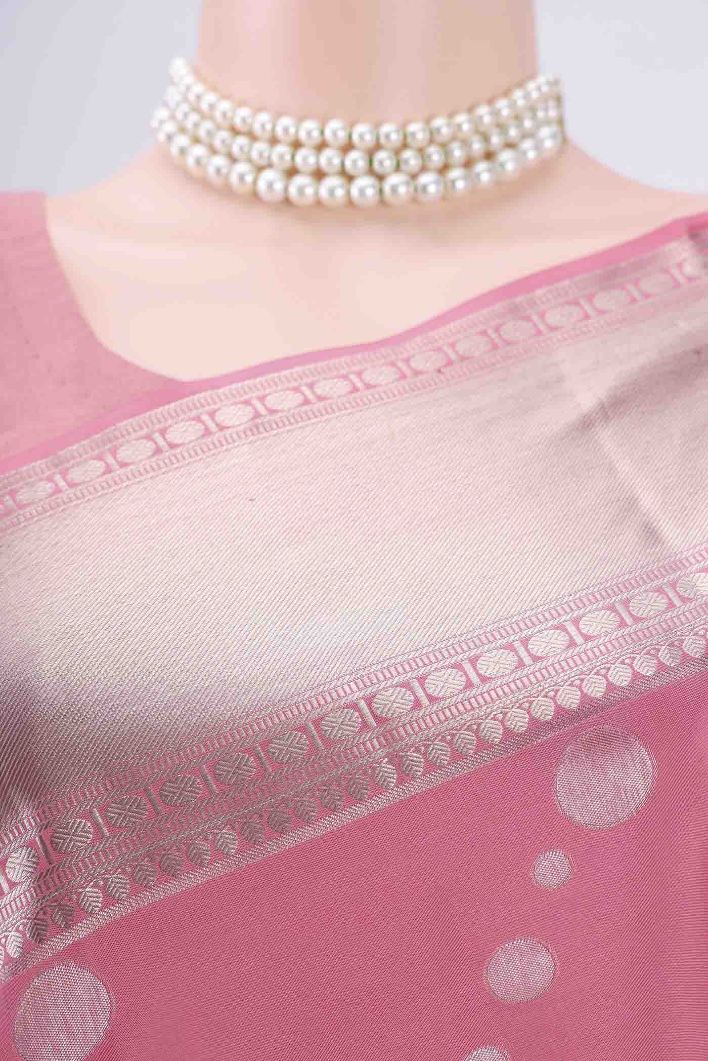 Rose pink Soft Silk Saree - Image 2