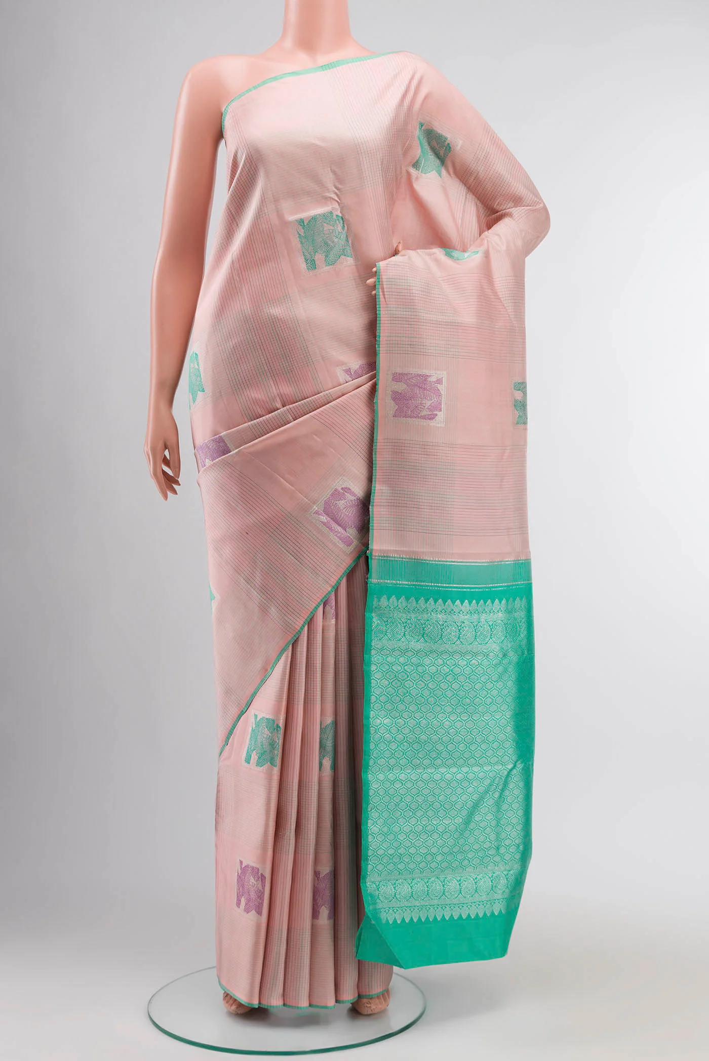 Rose pink Kanjivaram Silk Saree