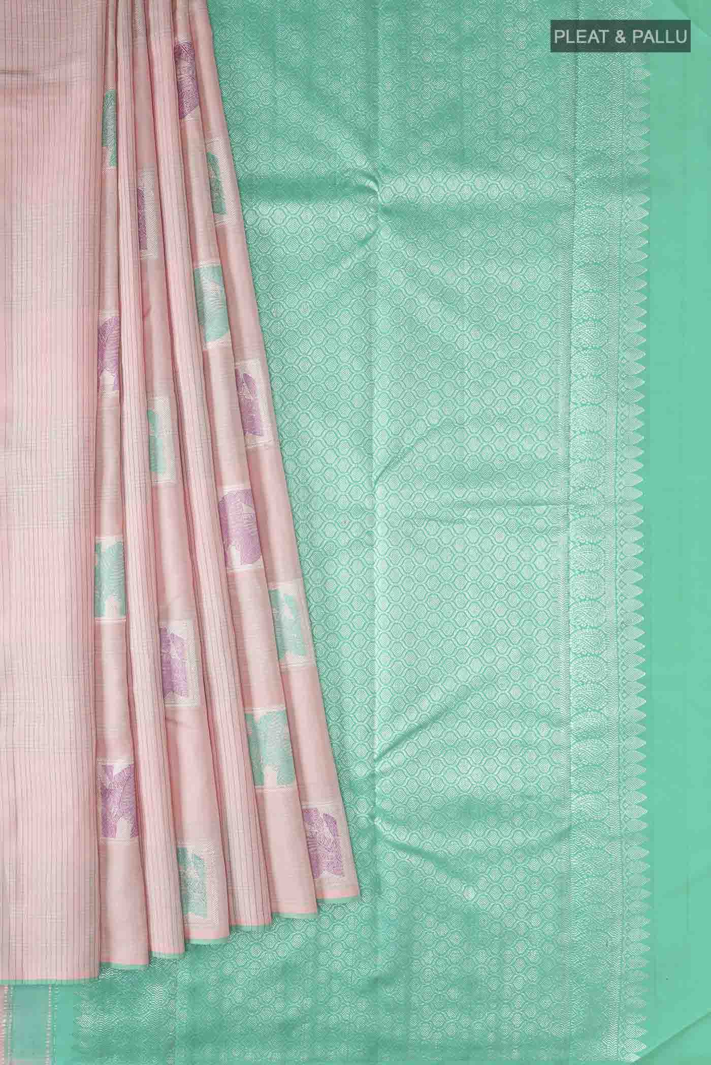 Rose pink Kanjivaram Silk Saree - Image 4