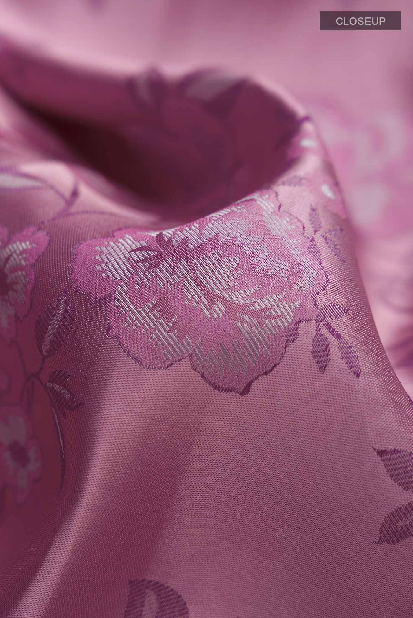 Rose pink Kanchipuram Silk Saree - Image 2