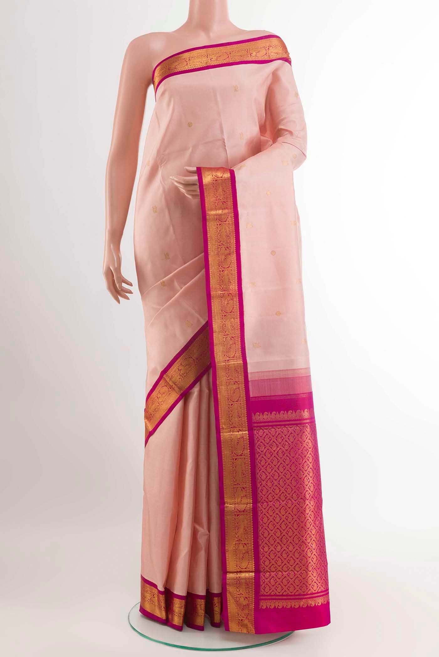Rose pink Kanjivaram Silk Saree