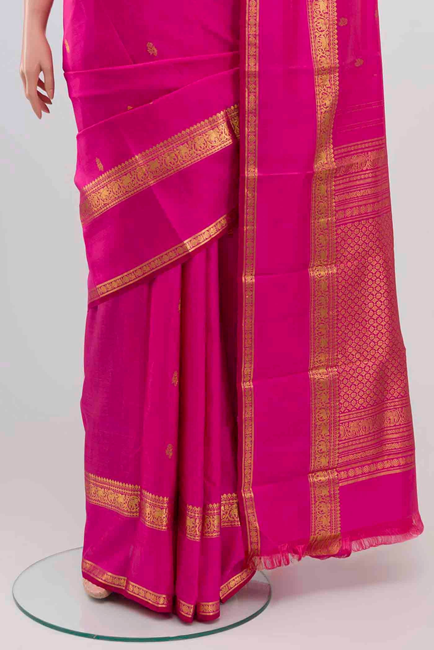 Rose pink Kanchipuram Silk Saree - Image 3