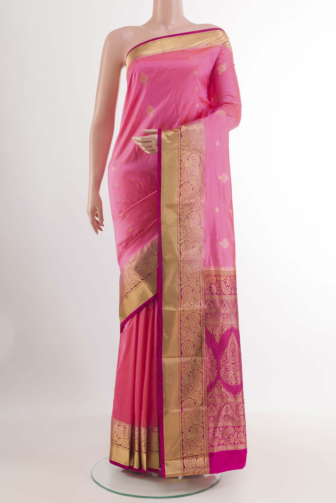 Rose pink Bangalore Silk Saree - Image 2