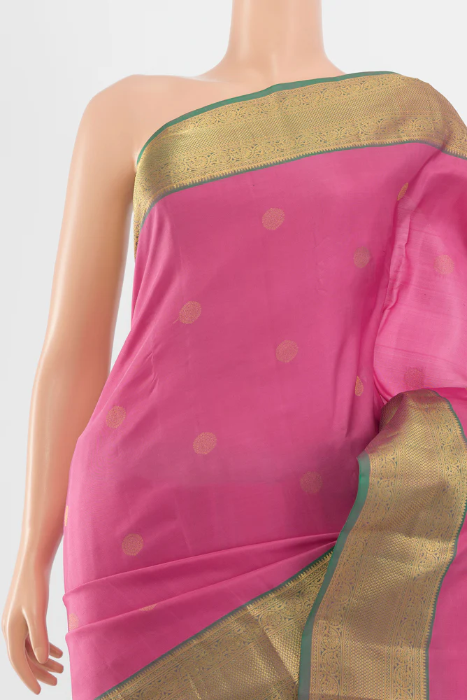 Rose pink Kanchipuram Silk Saree - Image 2