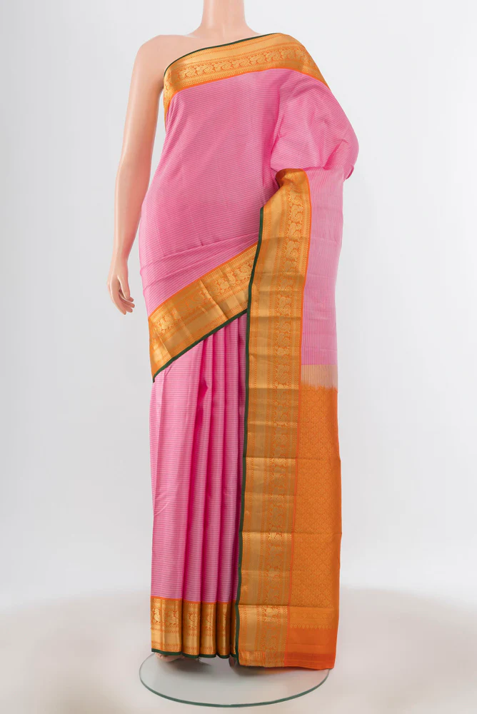 Rose pink Kanchipuram Silk Saree