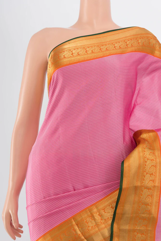 Rose pink Kanchipuram Silk Saree - Image 2