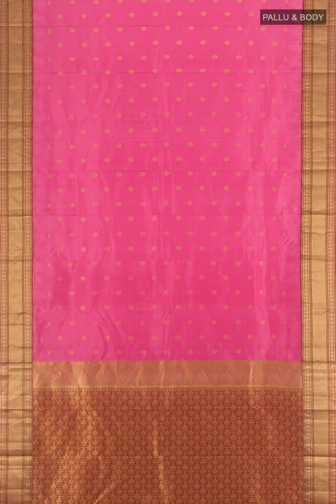 Rose pink Kanchipuram Silk Saree - Image 5