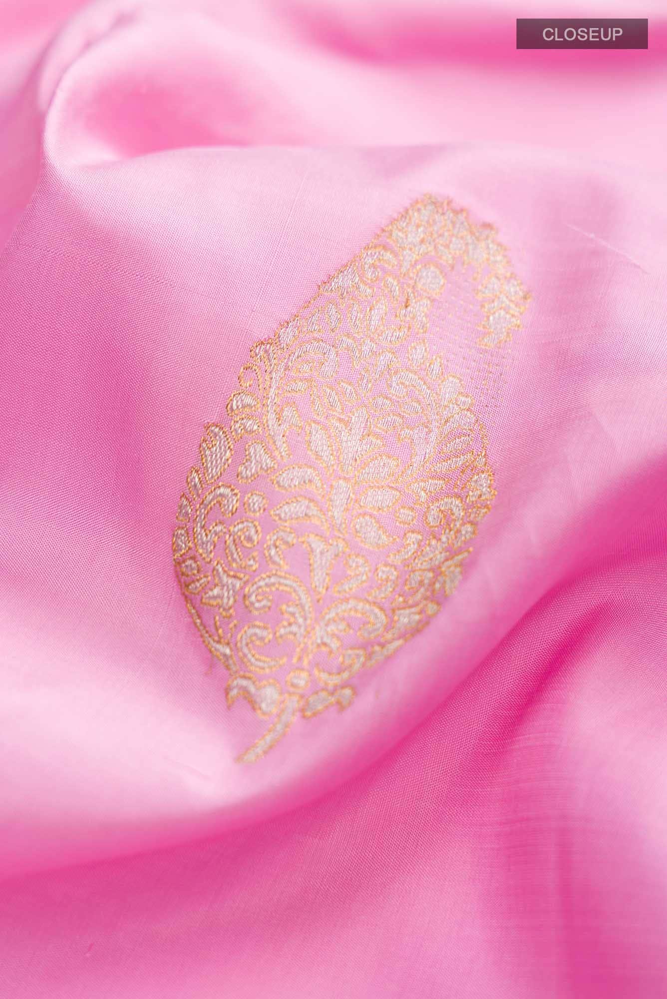Rose pink Kanjivaram Silk Saree - Image 3