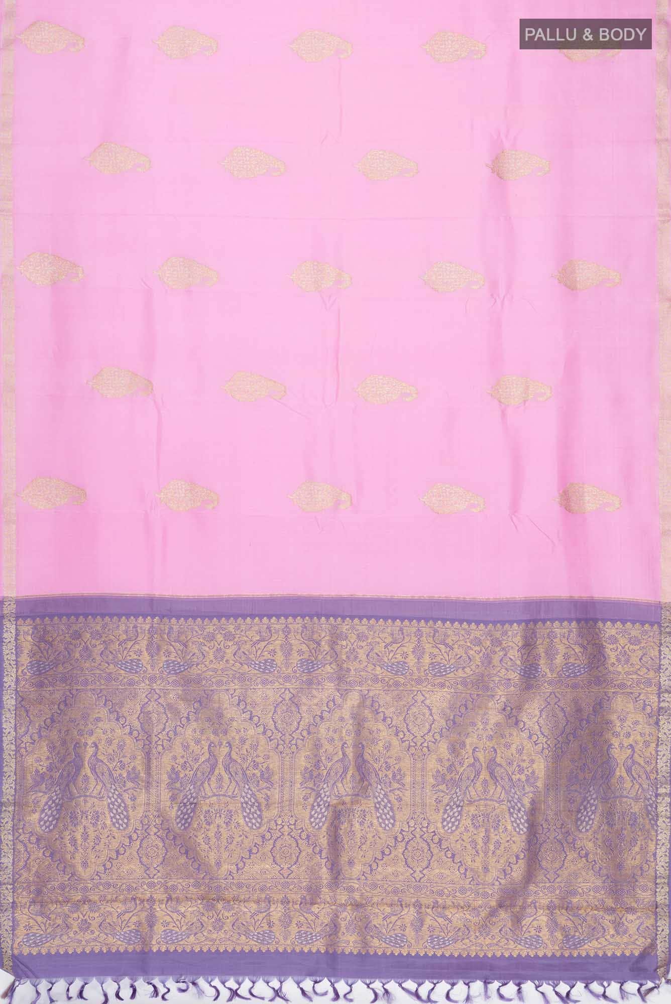 Rose pink Kanjivaram Silk Saree - Image 4