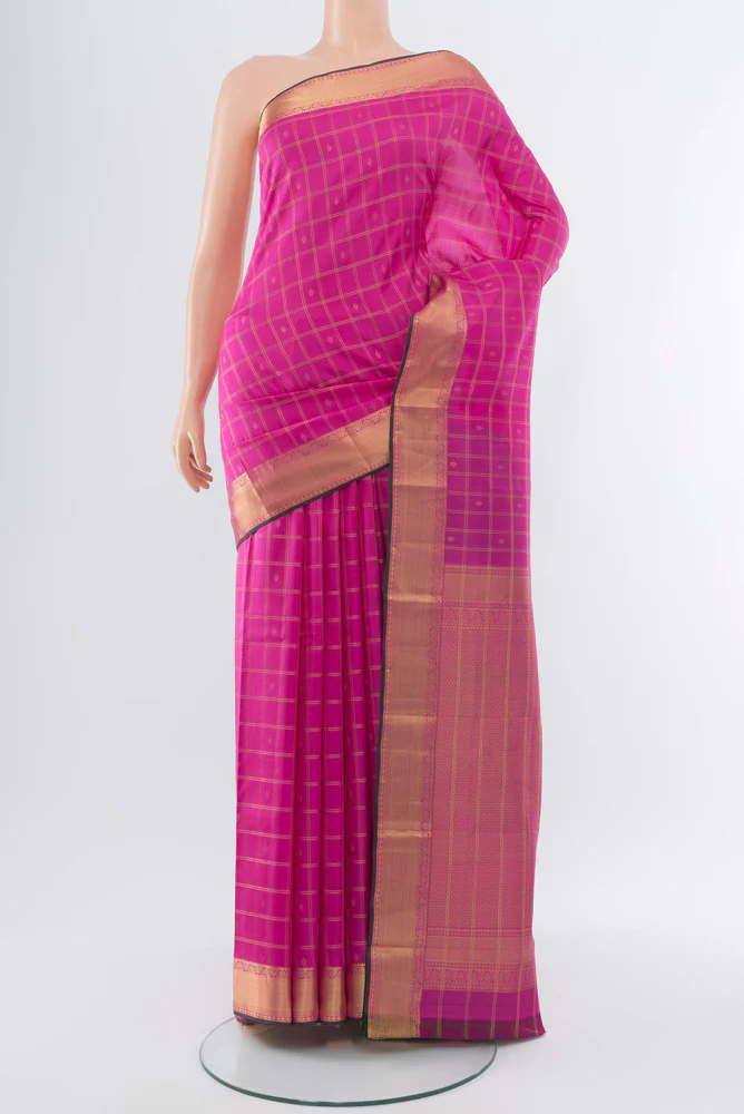 Rose pink Kanchipuram Silk Saree