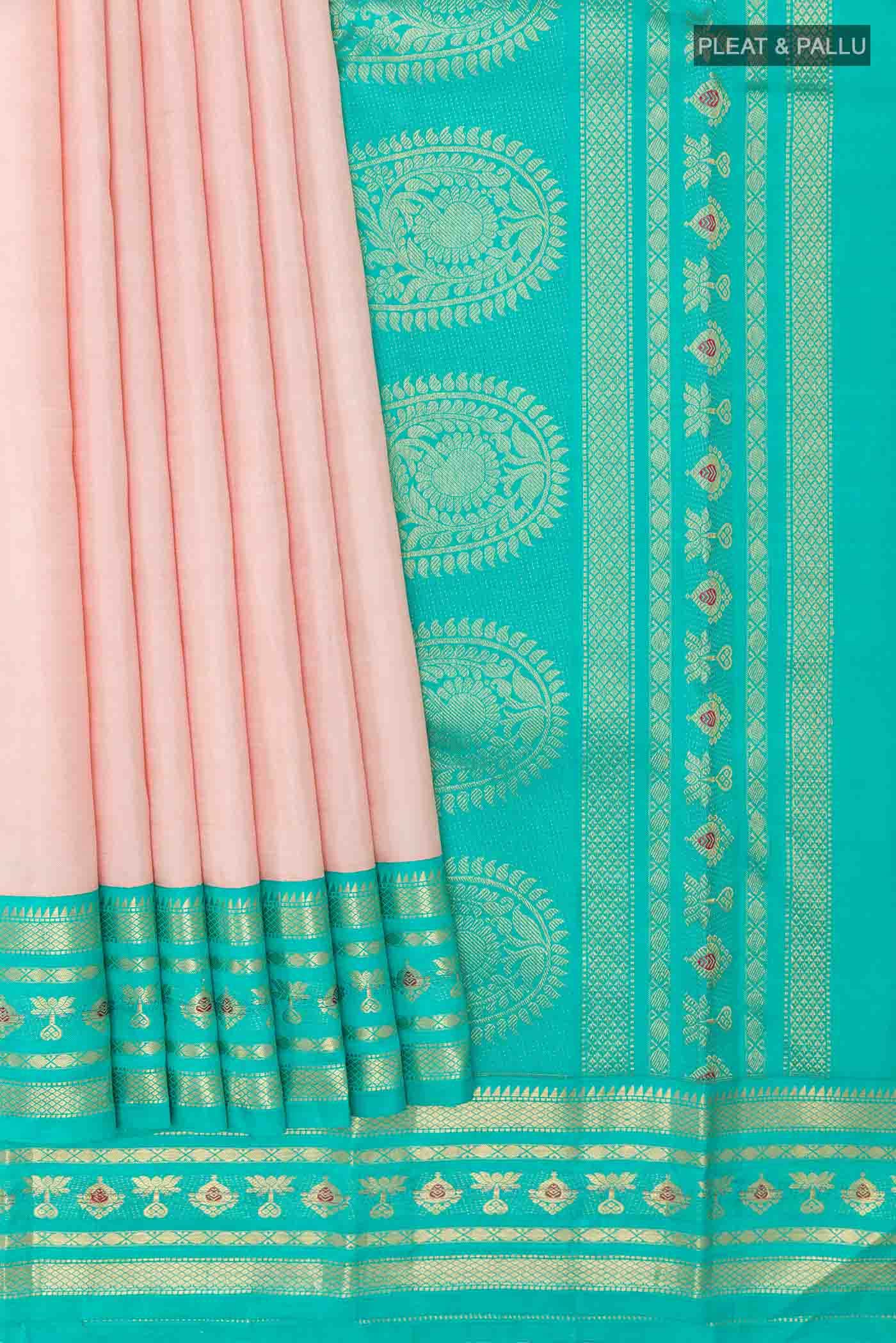 Rose pink Kanjivaram Silk Saree - Image 2